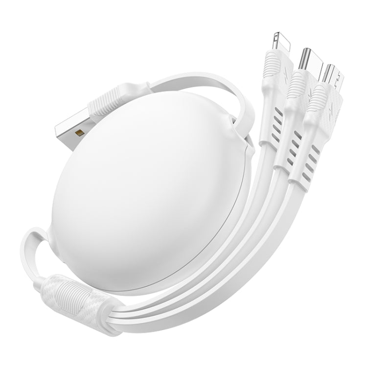 Borofone BX74 Type-C / USB-C+8 Pin+Micro USB Quick Pull Storage 3 in 1 Charging Cable, Length:1m
