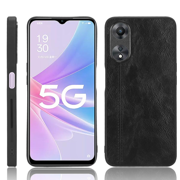 For OPPO A58 5G Sewing Cow Pattern Skin PC + PU + TPU Phone Case