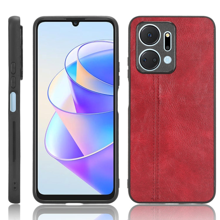 For Honor X7a Sewing Cow Pattern Skin PC + PU + TPU Phone Case