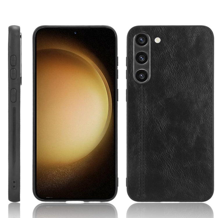 For Samsung Galaxy S23+ 5G Sewing Cow Pattern Skin PC + PU + TPU Phone Case