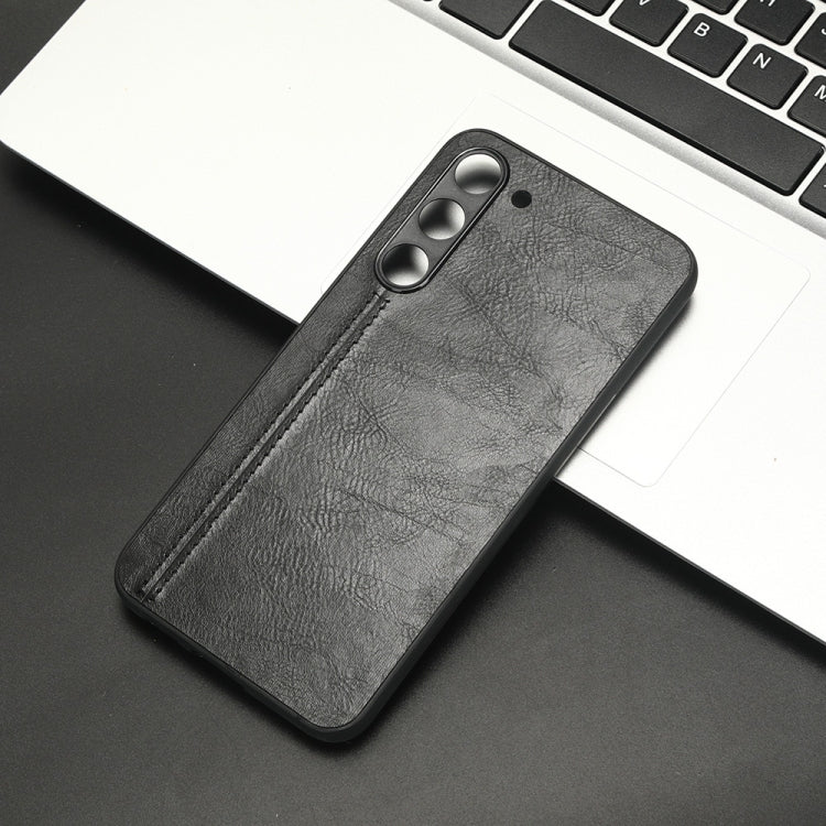 For Samsung Galaxy S23 5G Sewing Cow Pattern Skin PC + PU + TPU Phone Case