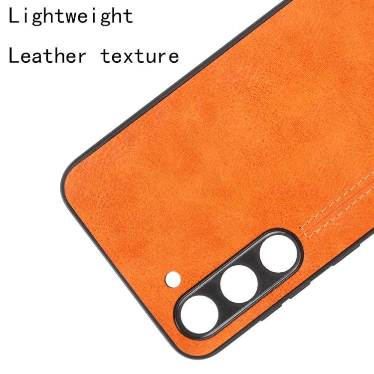 For Samsung Galaxy S23 5G Sewing Cow Pattern Skin PC + PU + TPU Phone Case