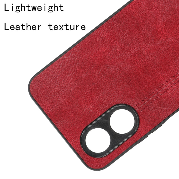 For OPPO A17 Sewing Cow Pattern Skin PC + PU + TPU Phone Case