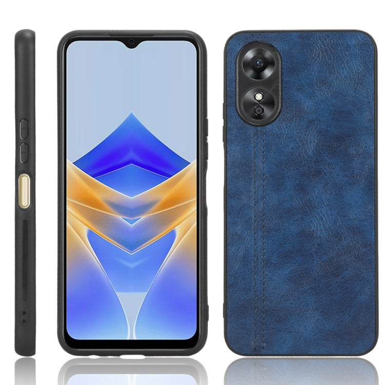 For OPPO A17 Sewing Cow Pattern Skin PC + PU + TPU Phone Case