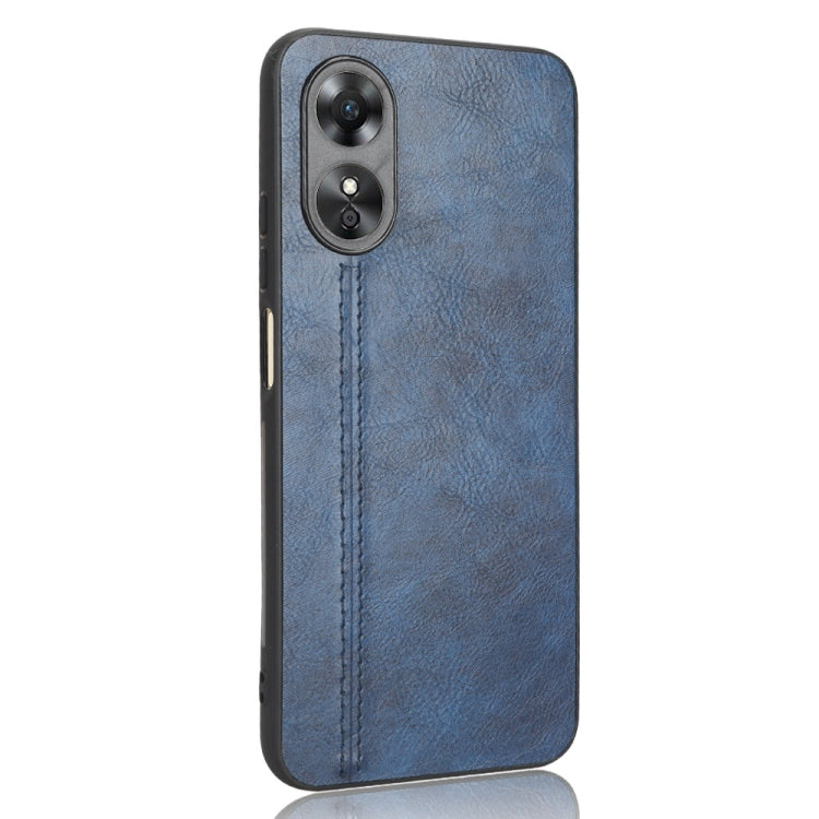 For OPPO A17 Sewing Cow Pattern Skin PC + PU + TPU Phone Case