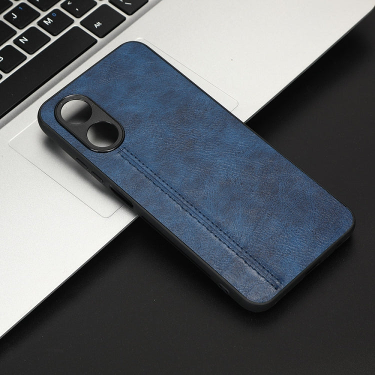 For OPPO A17 Sewing Cow Pattern Skin PC + PU + TPU Phone Case