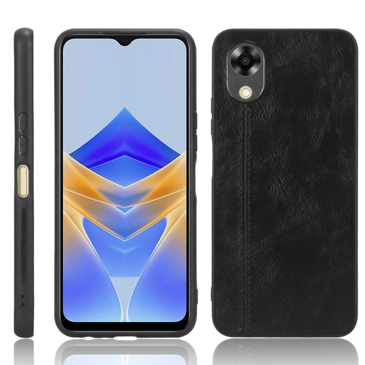 For OPPO A17k Sewing Cow Pattern Skin PC + PU + TPU Phone Case