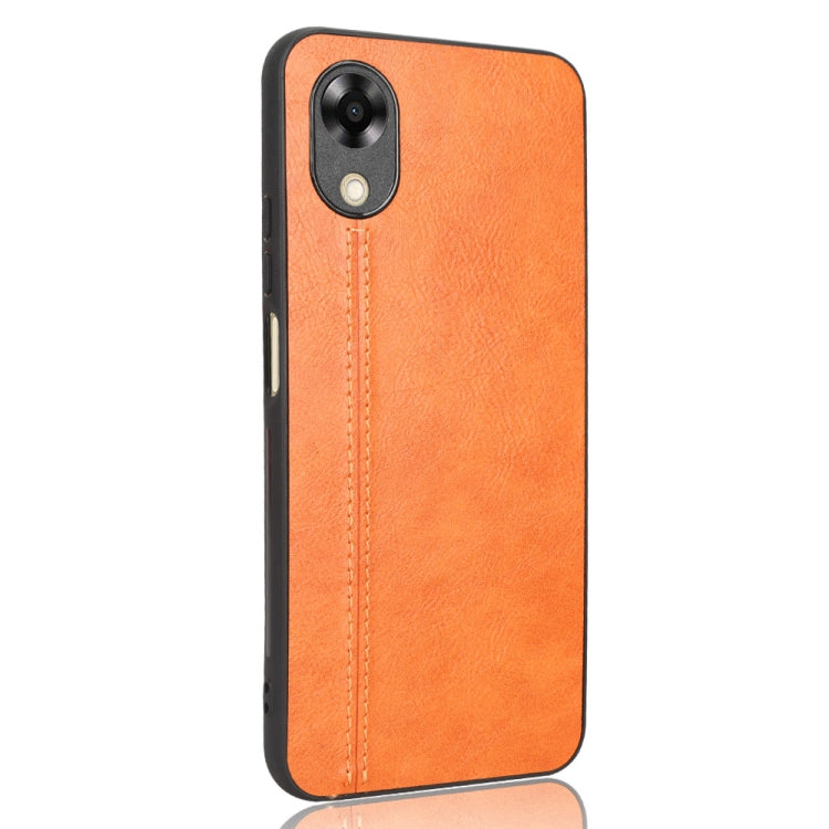 For OPPO A17k Sewing Cow Pattern Skin PC + PU + TPU Phone Case