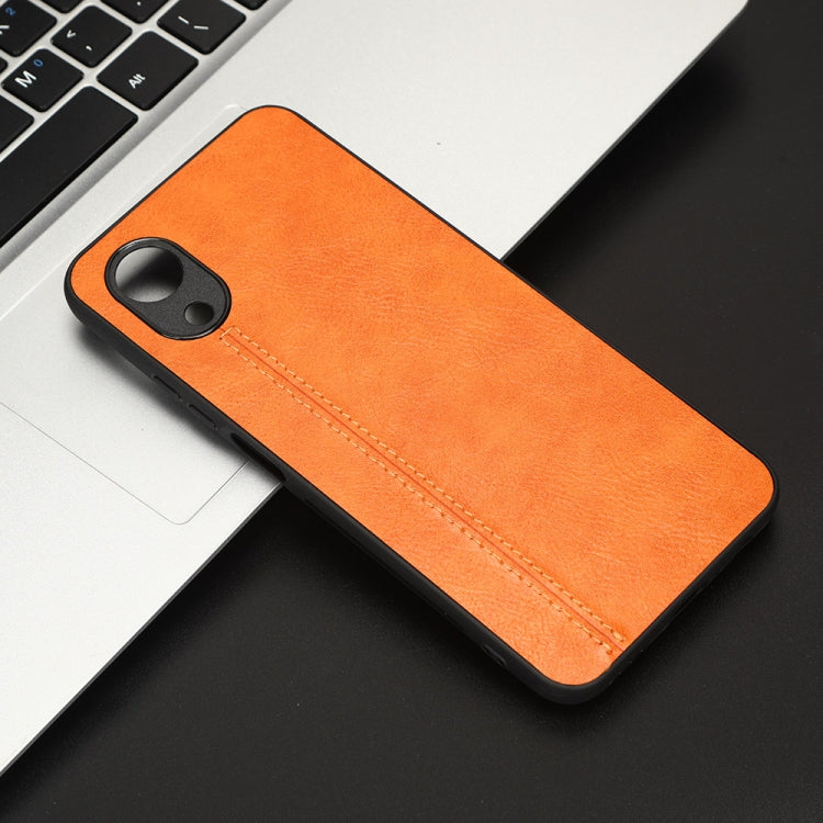 For OPPO A17k Sewing Cow Pattern Skin PC + PU + TPU Phone Case