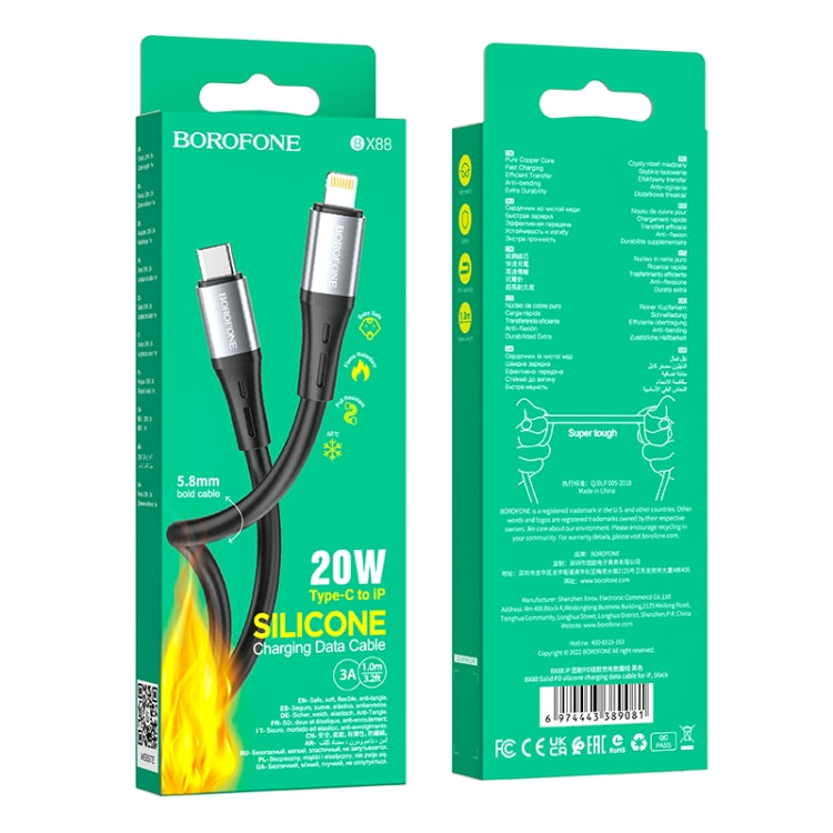 Borofone BX88 Type-C to 8 Pin Solid Silicone Charging Data Cable, Length:1m