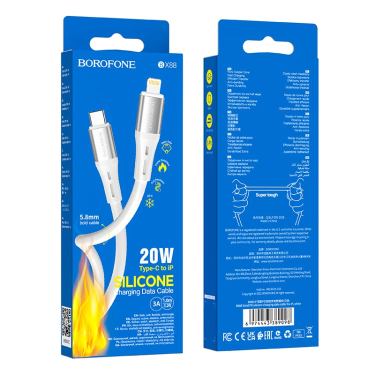 Borofone BX88 Type-C to 8 Pin Solid Silicone Charging Data Cable, Length:1m