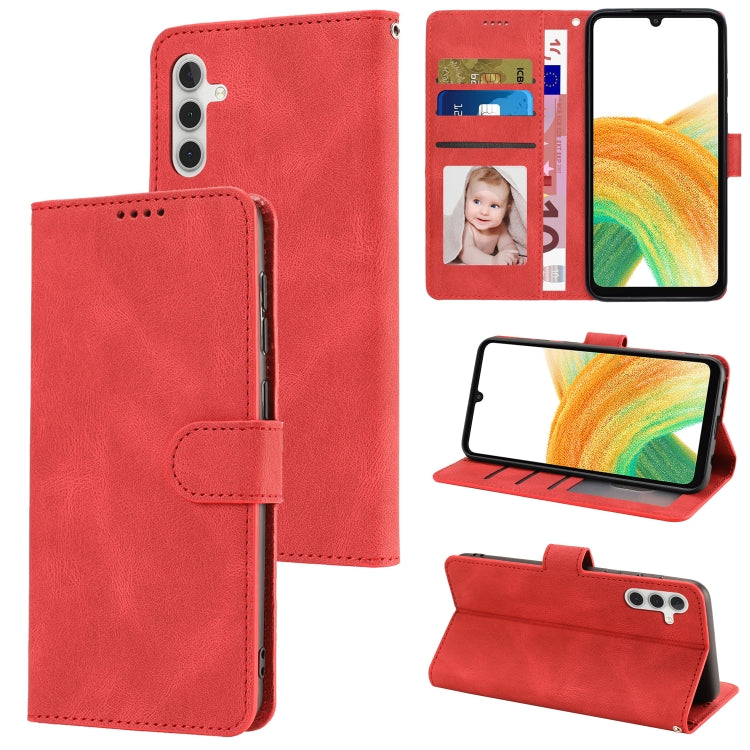 For Samsung Galaxy A34 5G Fantasy Skin-feel Calfskin Texture Leather Phone Case