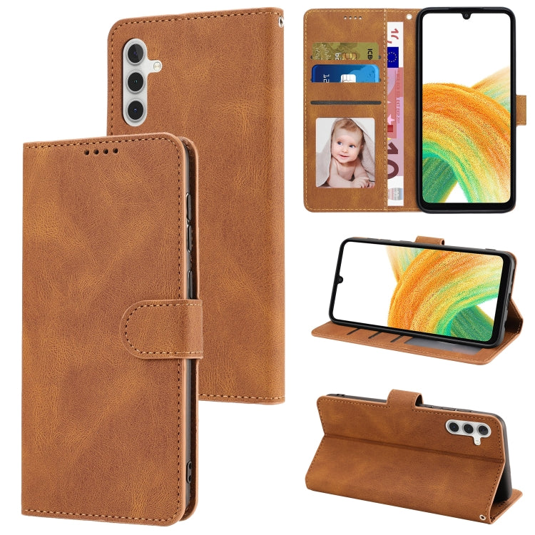 For Samsung Galaxy A34 5G Fantasy Skin-feel Calfskin Texture Leather Phone Case