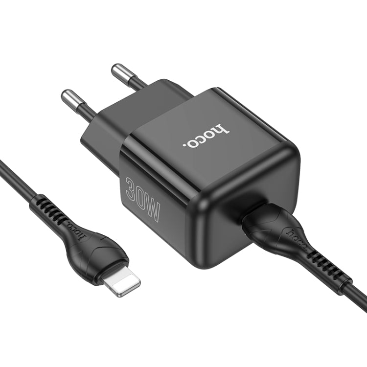 hoco N32 PD 30W Single Port USB-C/Type-C Charger with USB-C/Type-C to 8 Pin Cable Set, EU Plug