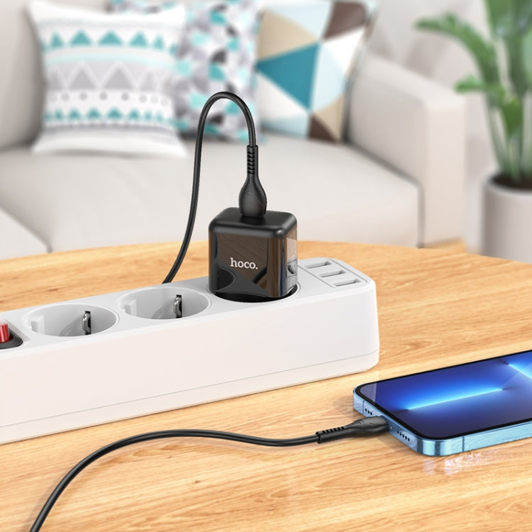hoco N32 PD 30W Single Port USB-C/Type-C Charger with USB-C/Type-C to 8 Pin Cable Set, EU Plug