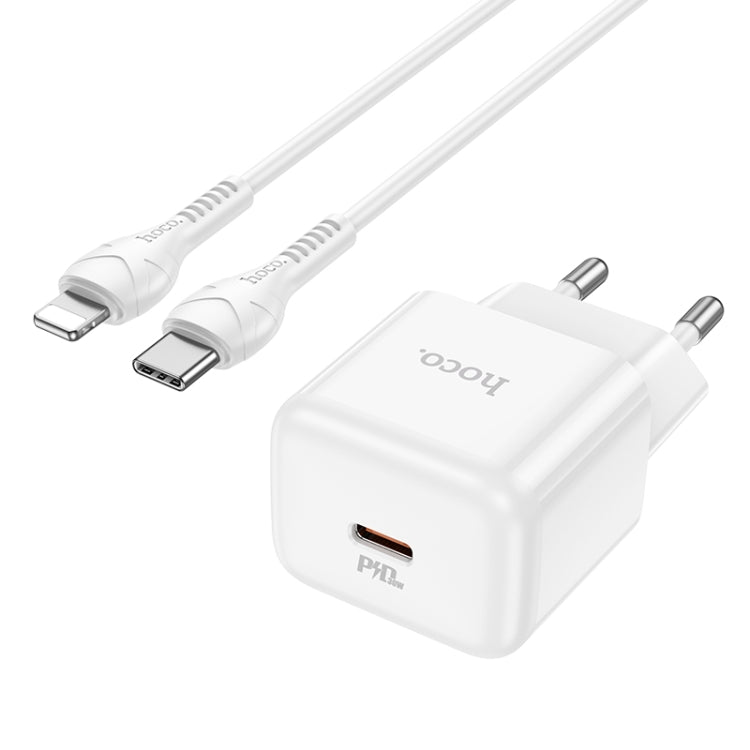 hoco N32 PD 30W Single Port USB-C/Type-C Charger with USB-C/Type-C to 8 Pin Cable Set, EU Plug