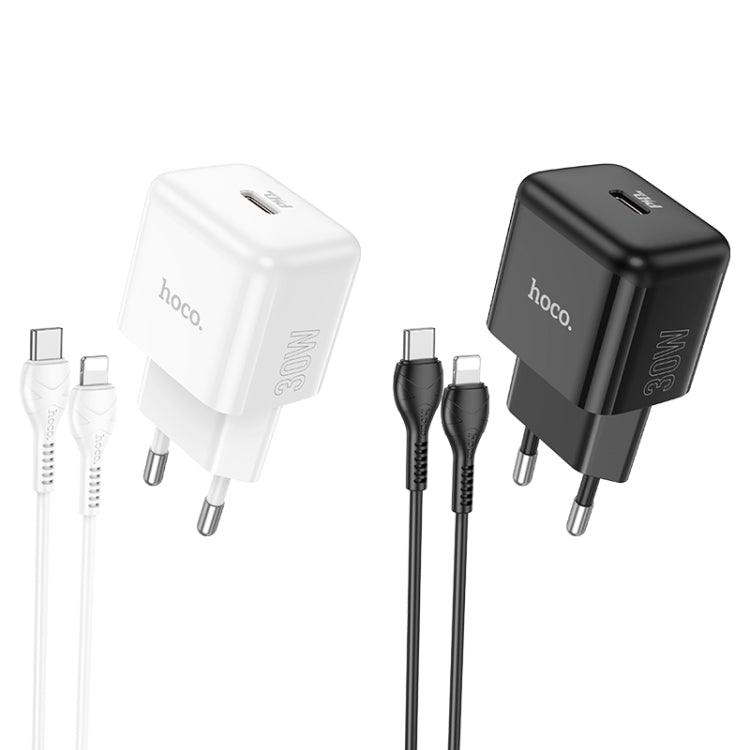 hoco N32 PD 30W Single Port USB-C/Type-C Charger with USB-C/Type-C to 8 Pin Cable Set, EU Plug