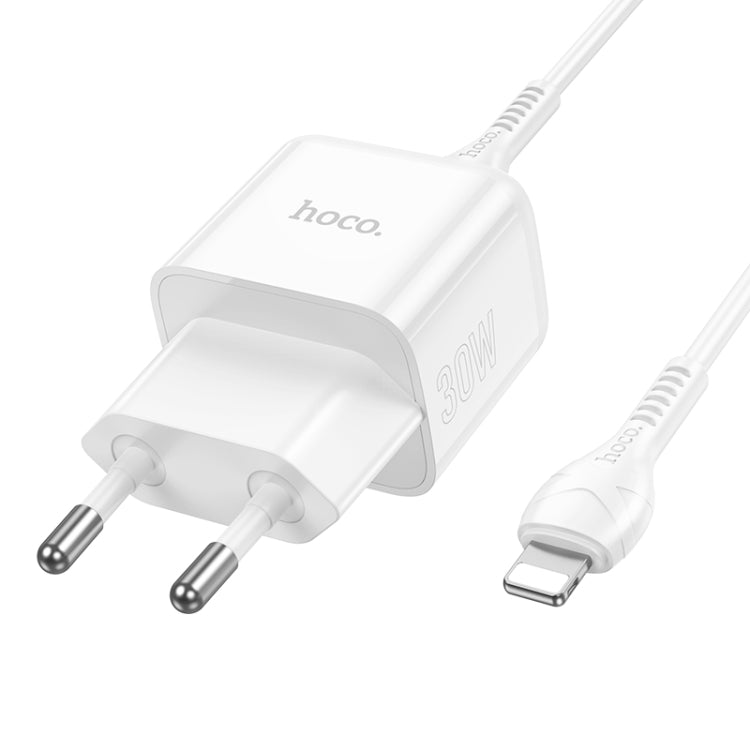 hoco N32 PD 30W Single Port USB-C/Type-C Charger with USB-C/Type-C to 8 Pin Cable Set, EU Plug