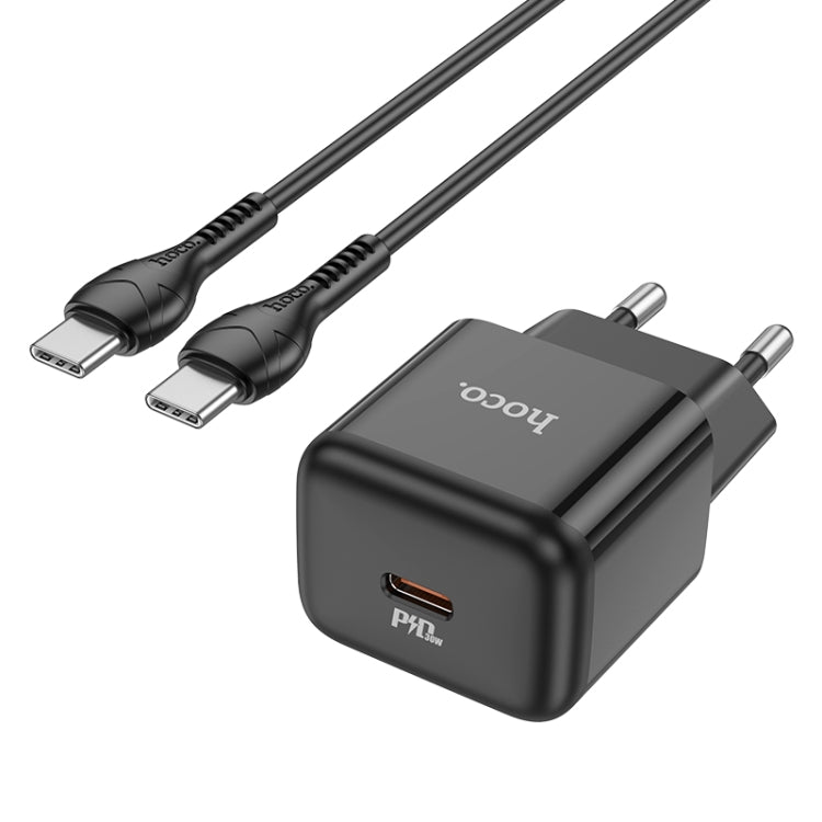 hoco N32 PD 30W Single Port USB-C/Type-C Charger with USB-C/Type-C to USB-C/Type-C Cable Set, EU Plug