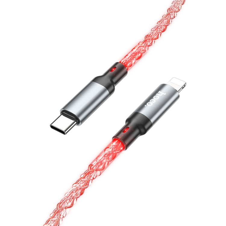 hoco U112 20W USB-C/Type-C to 8 Pin Luminous PD Fast Charge Data Cable, Length: 1m(Grey)