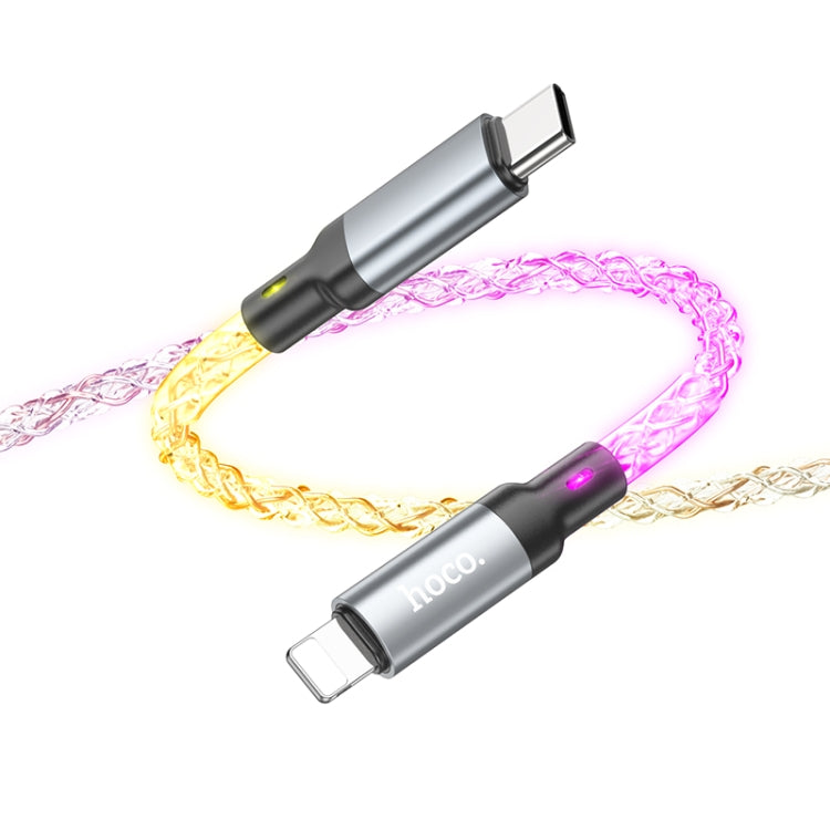 hoco U112 20W USB-C/Type-C to 8 Pin Luminous PD Fast Charge Data Cable, Length: 1m(Grey)