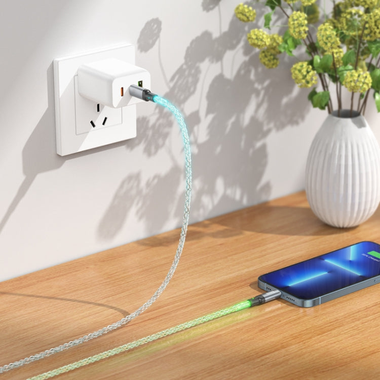 hoco U112 20W USB-C/Type-C to 8 Pin Luminous PD Fast Charge Data Cable, Length: 1m(Grey)