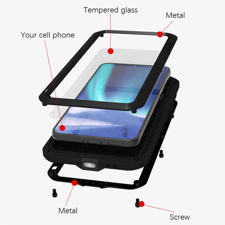 For Samsung Galaxy S23+ 5G LOVE MEI Metal Shockproof Life Waterproof Dustproof Phone Case