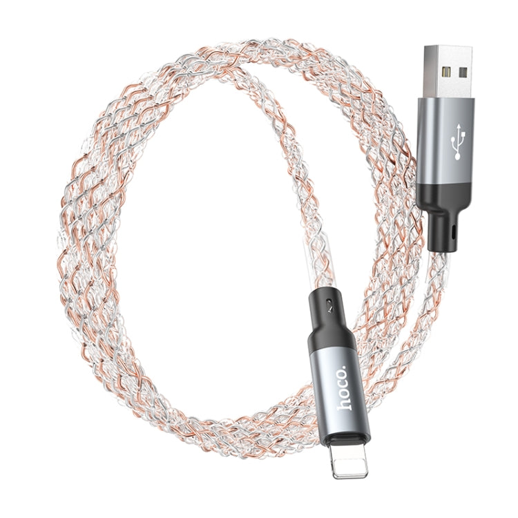 hoco U112 2.4A USB to 8 Pin Luminous Data Cable, Length: 1m(Grey)
