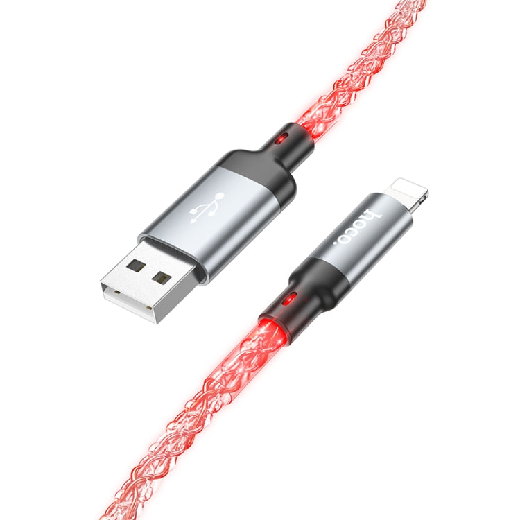 hoco U112 2.4A USB to 8 Pin Luminous Data Cable, Length: 1m(Grey)