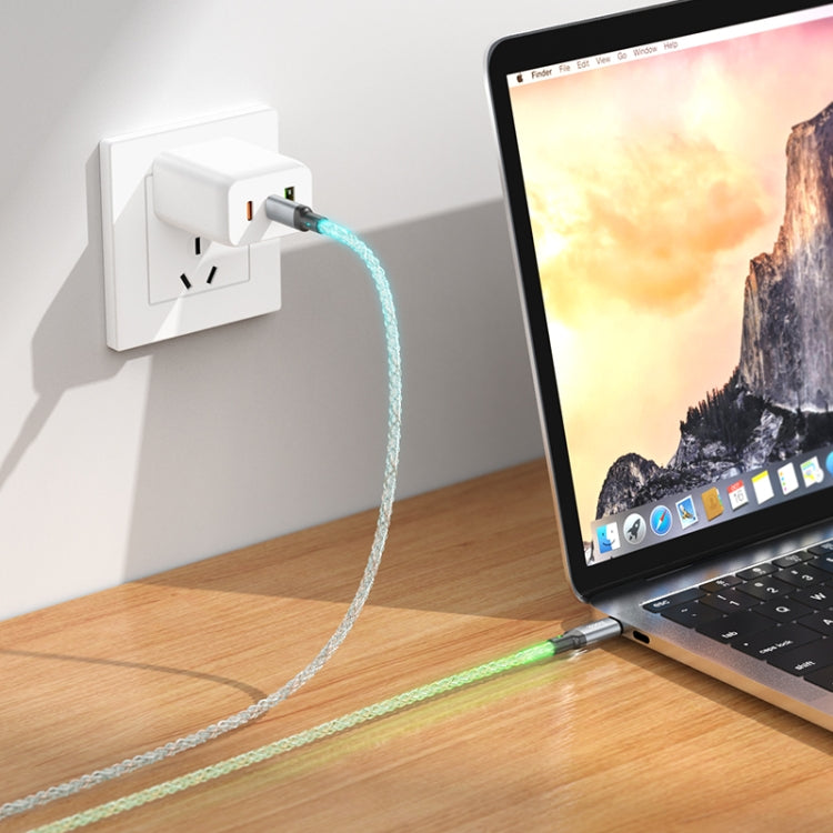 hoco U112 60W USB-C/Type-C to USB-C/Type-C Luminous Fast Charging Data Cable, Length: 1m(Grey)