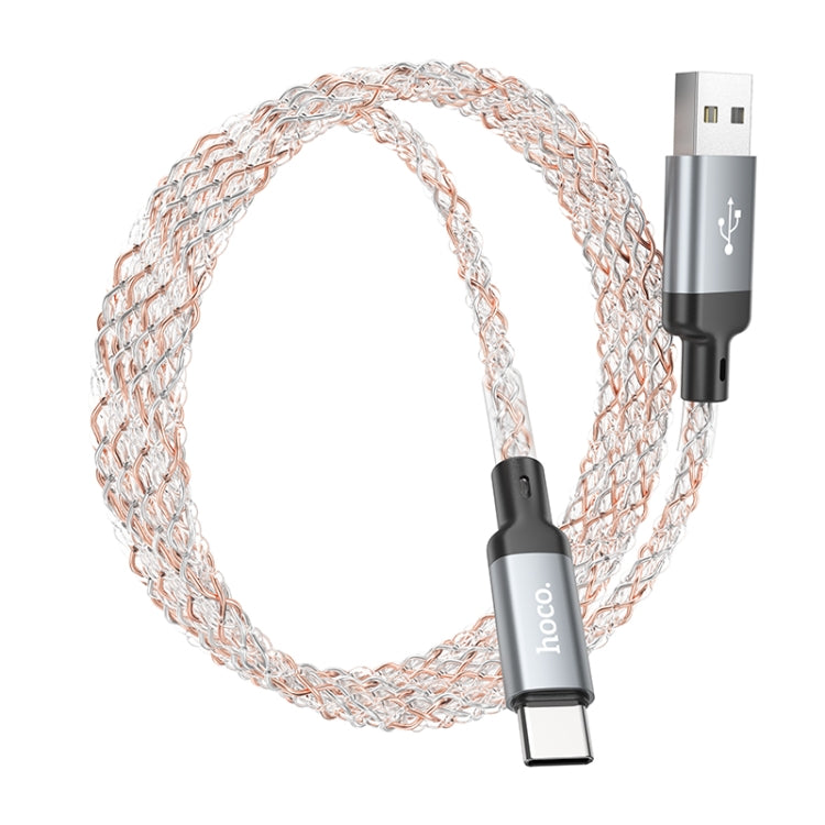 hoco U112 3A USB to USB-C/Type-C Luminous Data Cable, Length: 1m(Grey)