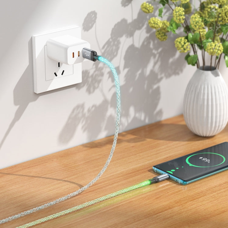 hoco U112 3A USB to USB-C/Type-C Luminous Data Cable, Length: 1m(Grey)