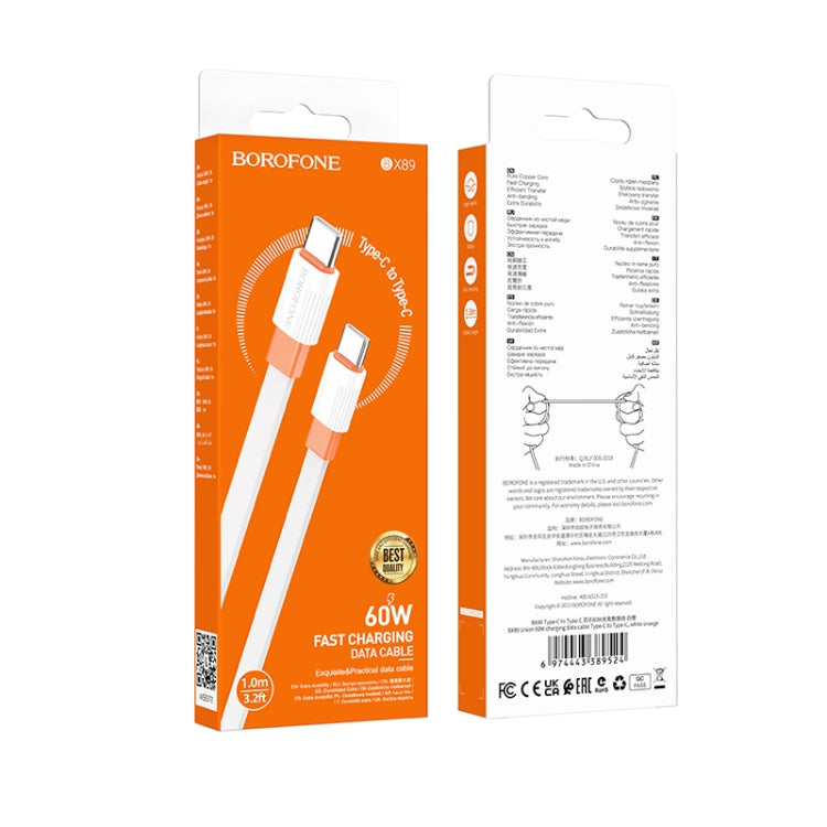 Borofone BX89 Type-C to Type-C Union 60W Charging Data Cable, Length:1m