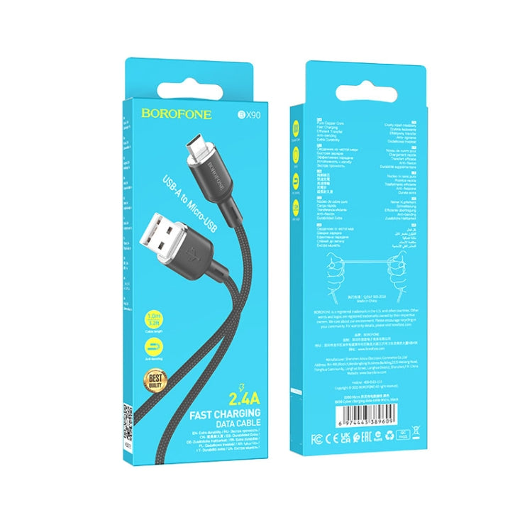 Borofone BX90 USB to Micro USB Cyber 2.4A Charging Data Cable, Length:1m