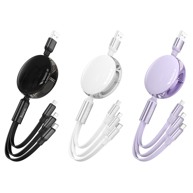 hoco X78 2A 8 Pin + USB-C/Type-C + Micro USB 3 in 1 Charging Cable, Length: 1m(Purple)