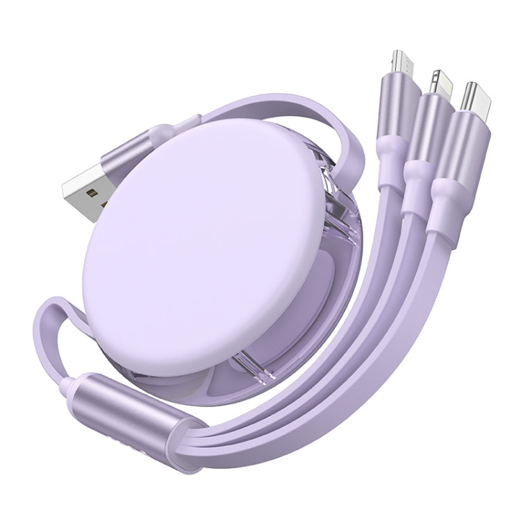 hoco X78 2A 8 Pin + USB-C/Type-C + Micro USB 3 in 1 Charging Cable, Length: 1m(Purple)