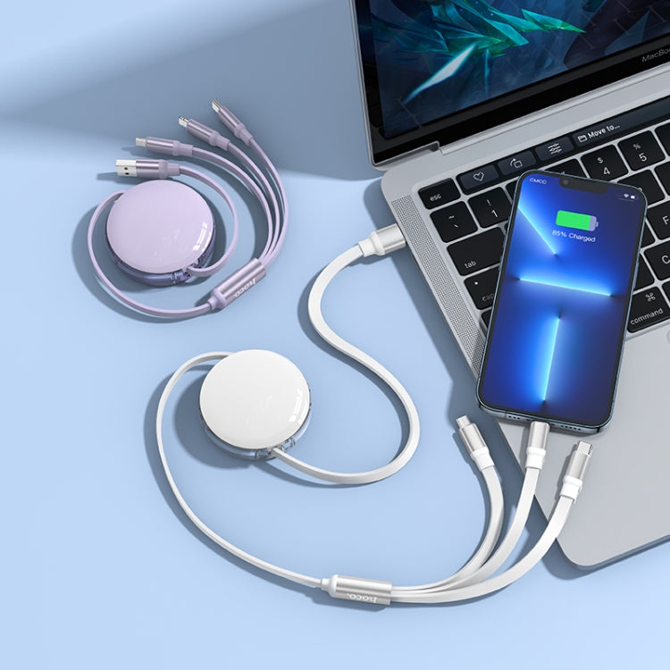 hoco X78 2A 8 Pin + USB-C/Type-C + Micro USB 3 in 1 Charging Cable, Length: 1m(Purple)