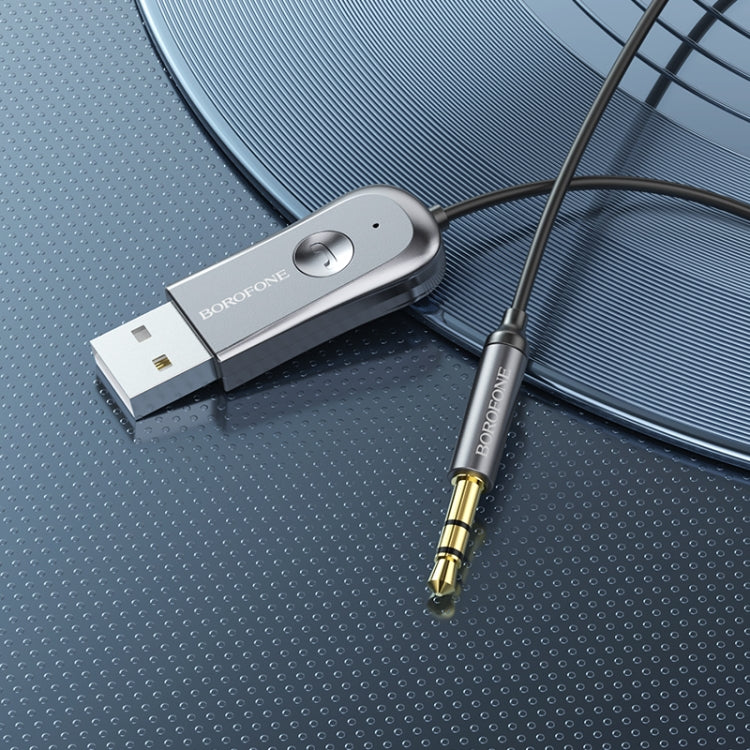 Borofone BC44 Car AUX Bluetooth 5.0 Receiver with Cable, Length:1.2m(Tarnish)
