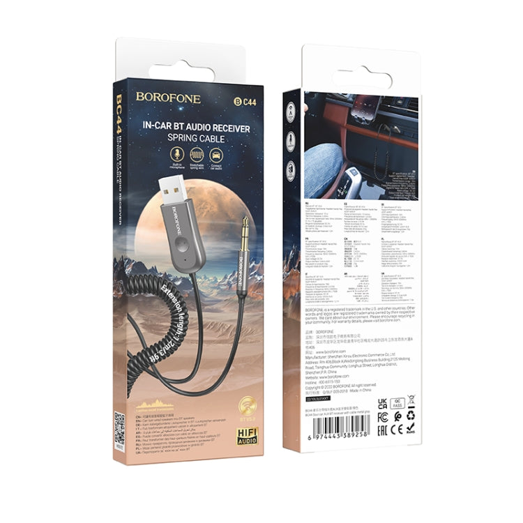 Borofone BC44 Car AUX Bluetooth 5.0 Receiver with Cable, Length:1.2m(Tarnish)