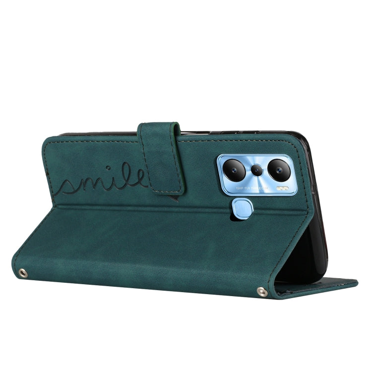 For Infinix Hot 20i Skin Feel Heart Pattern Leather Phone Case with Lanyard