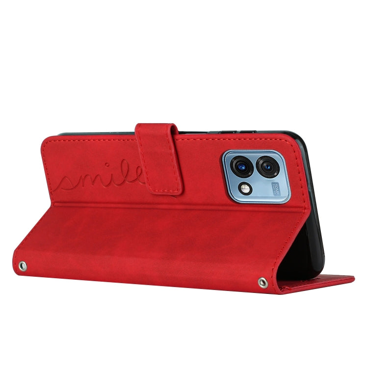 For Motorola Moto G Stylus 5G 2023 Skin Feel Heart Pattern Leather Phone Case with Lanyard