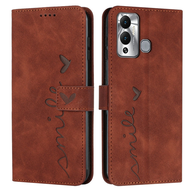 For Infinix Hot 20 Play Skin Feel Heart Embossed Leather Phone Case