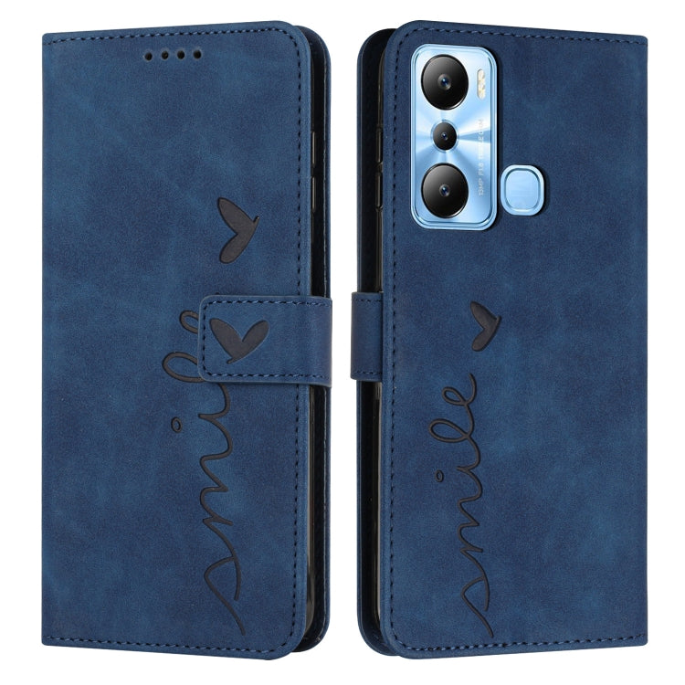 For Infinix Hot 20i Skin Feel Heart Embossed Leather Phone Case