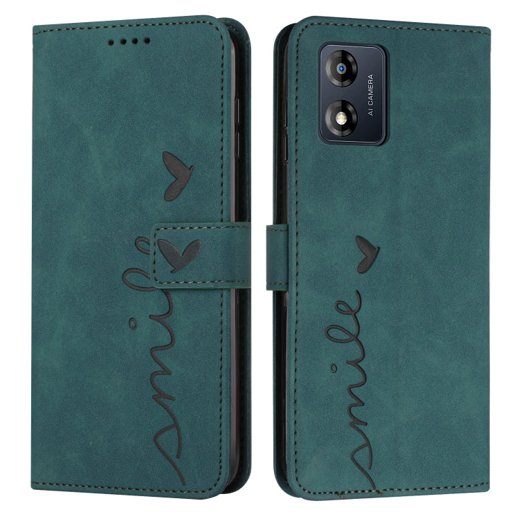 For Motorola Moto E13 Skin Feel Heart Embossed Leather Phone Case