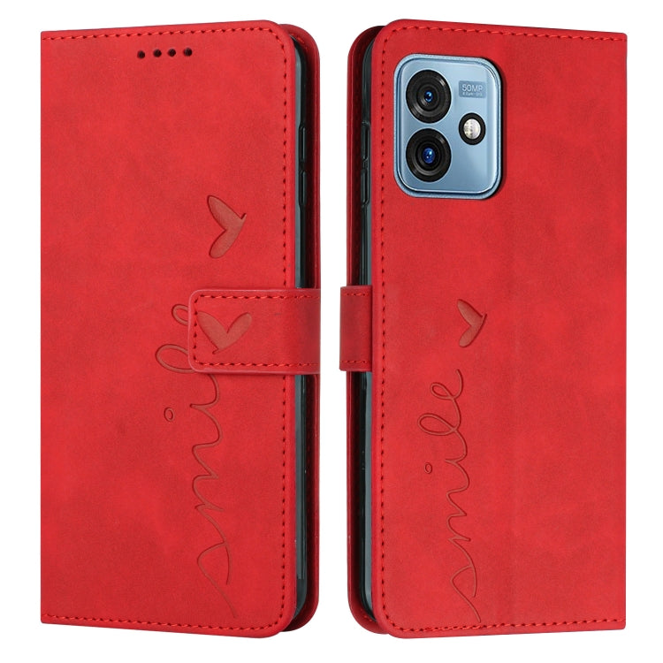 For Motorola Moto G 5G 2023 Skin Feel Heart Embossed Leather Phone Case