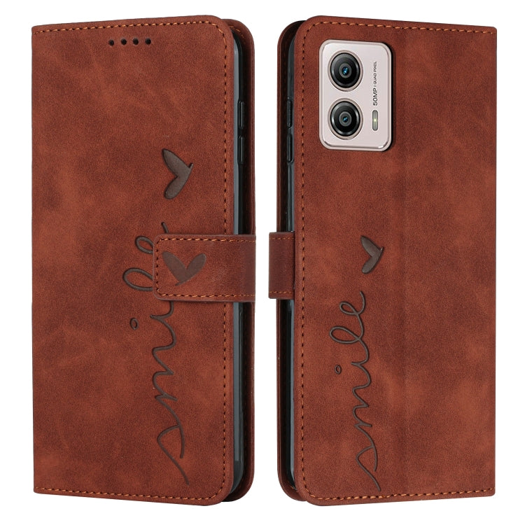 For Motorola Moto G73 Skin Feel Heart Embossed Leather Phone Case
