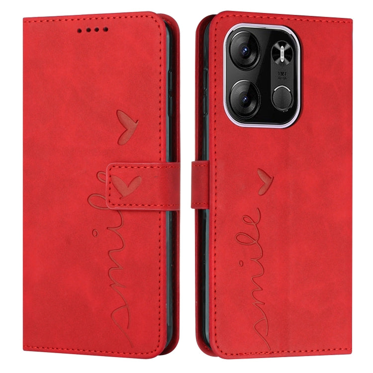 For Tecno Spark Go 2023 Skin Feel Heart Embossed Leather Phone Case