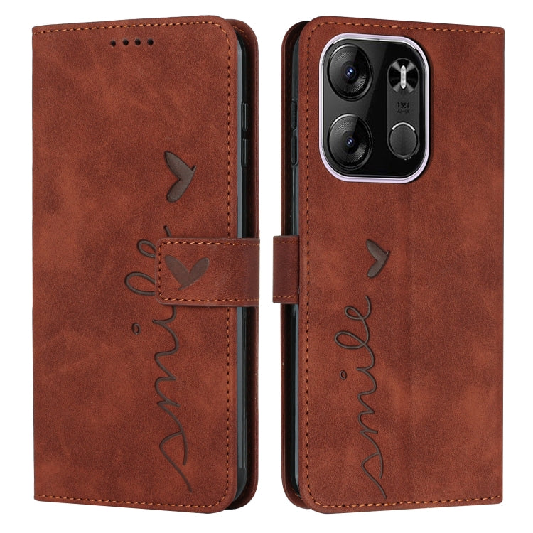 For Tecno Spark Go 2023 Skin Feel Heart Embossed Leather Phone Case