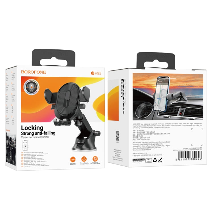 Borofone BH85 Car Center Console One-button Phone Bracket(Black)
