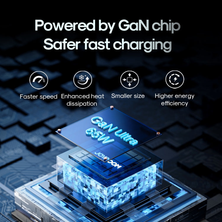 JOYROOM TCG01 GaN Ultra 65W 2 Type-C + 1 USB Fast Charger with 1.2m Type-C Cable, Plug:EU Plug(Black)